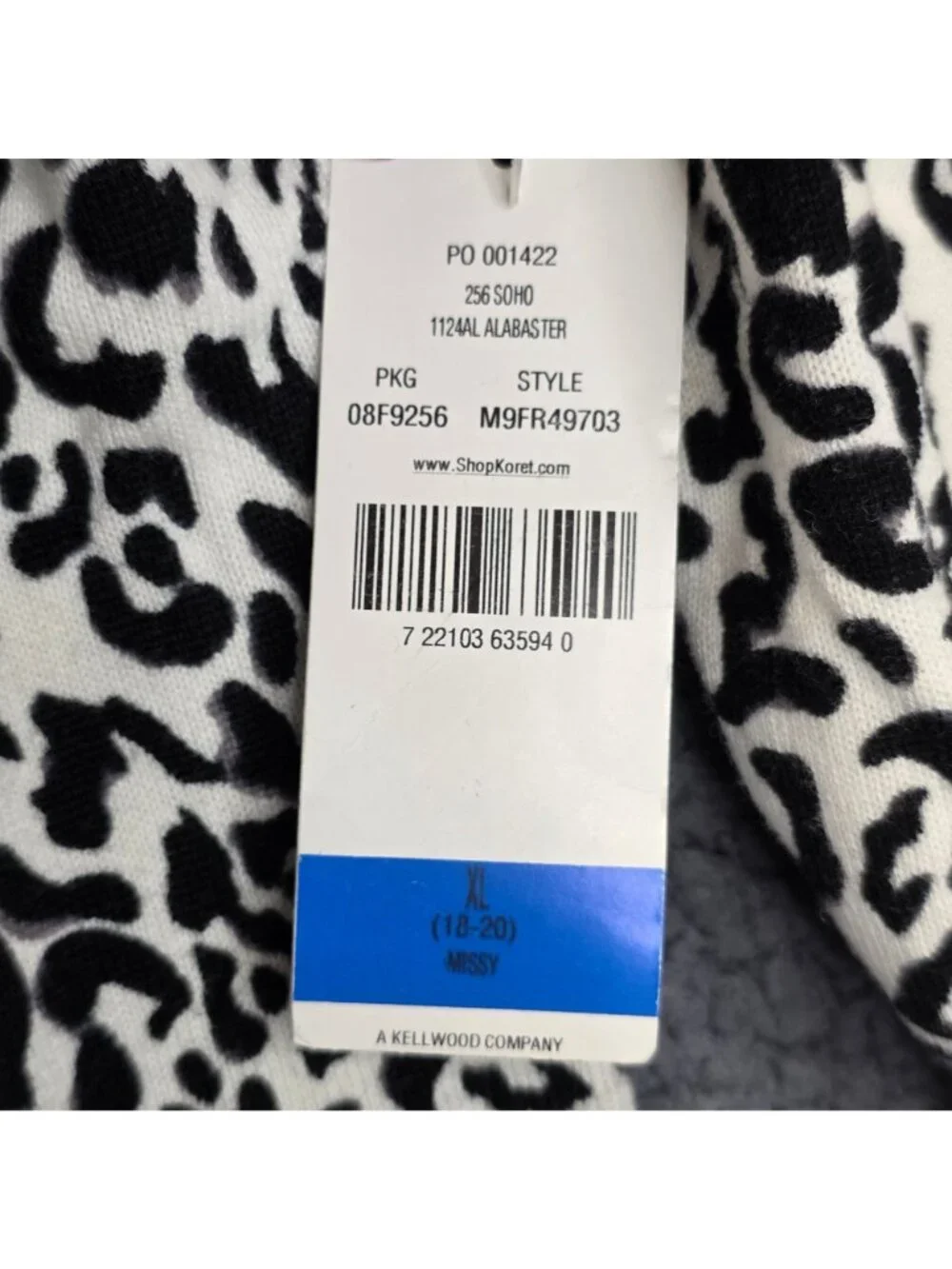 Koret Leopard Print Sweater Top XL White Black Retro Mob Wife Grunge Fairy